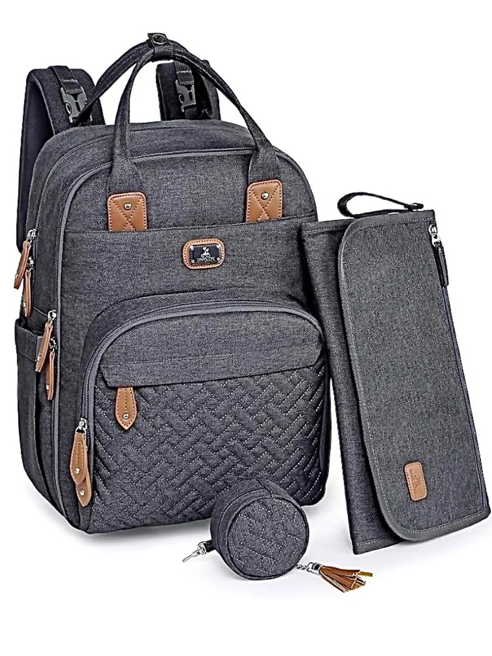Dikaslon Dark Grey Diaper Bag Pacifier Case Folding Changing Bag NWOT